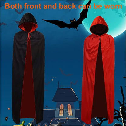 Reversible Black/ Red  Vampire  Halloween Party Costume Cape...