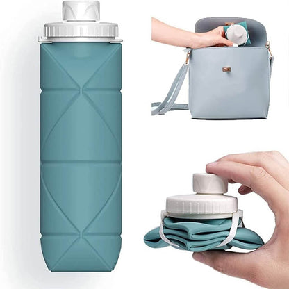 Collapsible Silicon Water Bottles perfect for  Gym Camping Hiking Sports