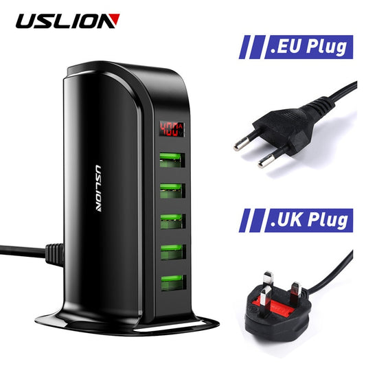 USLION 5 Multi Port USB Charger Hub with LED Display